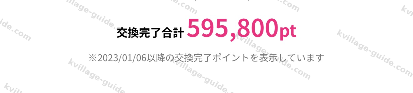 ハピタスの交換完了合計595,800pt(2023年1月以降の表示分・約59万円分)